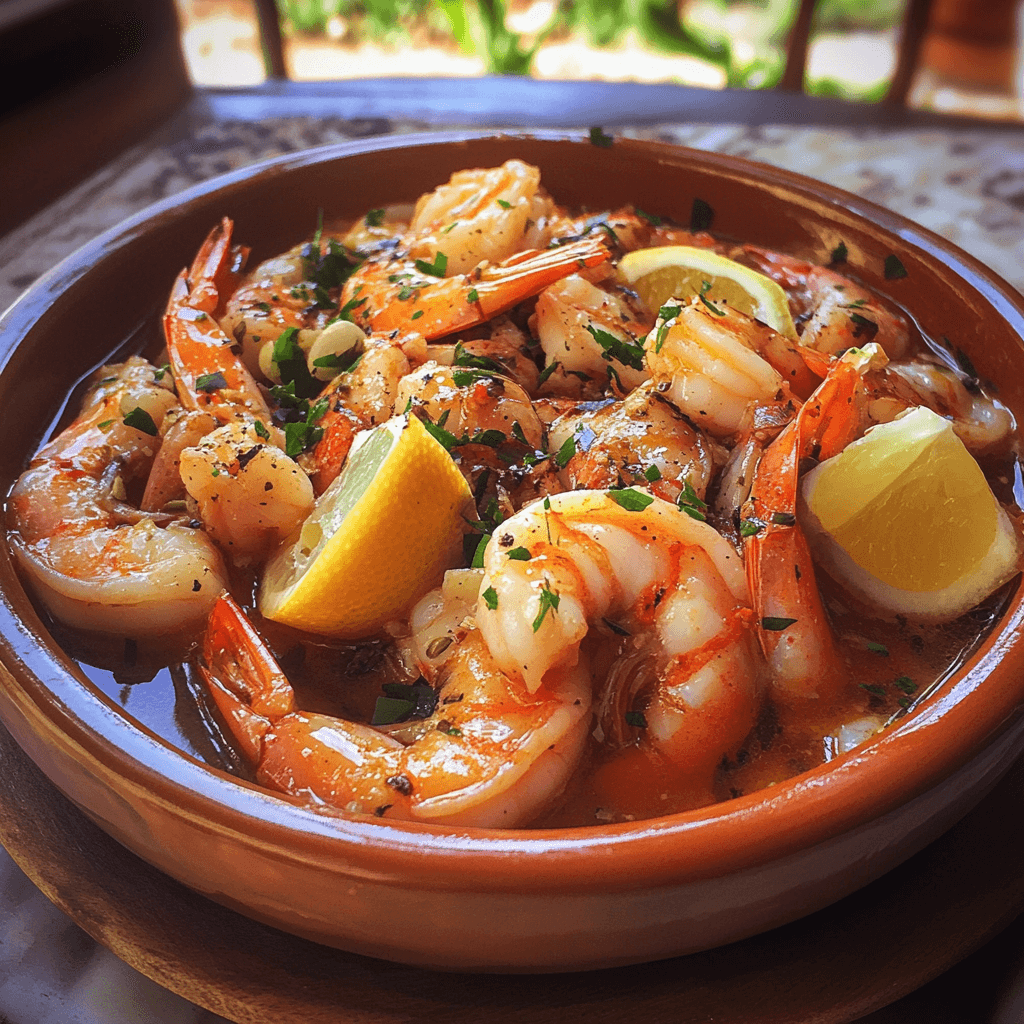 Homemade gambas al pil pil