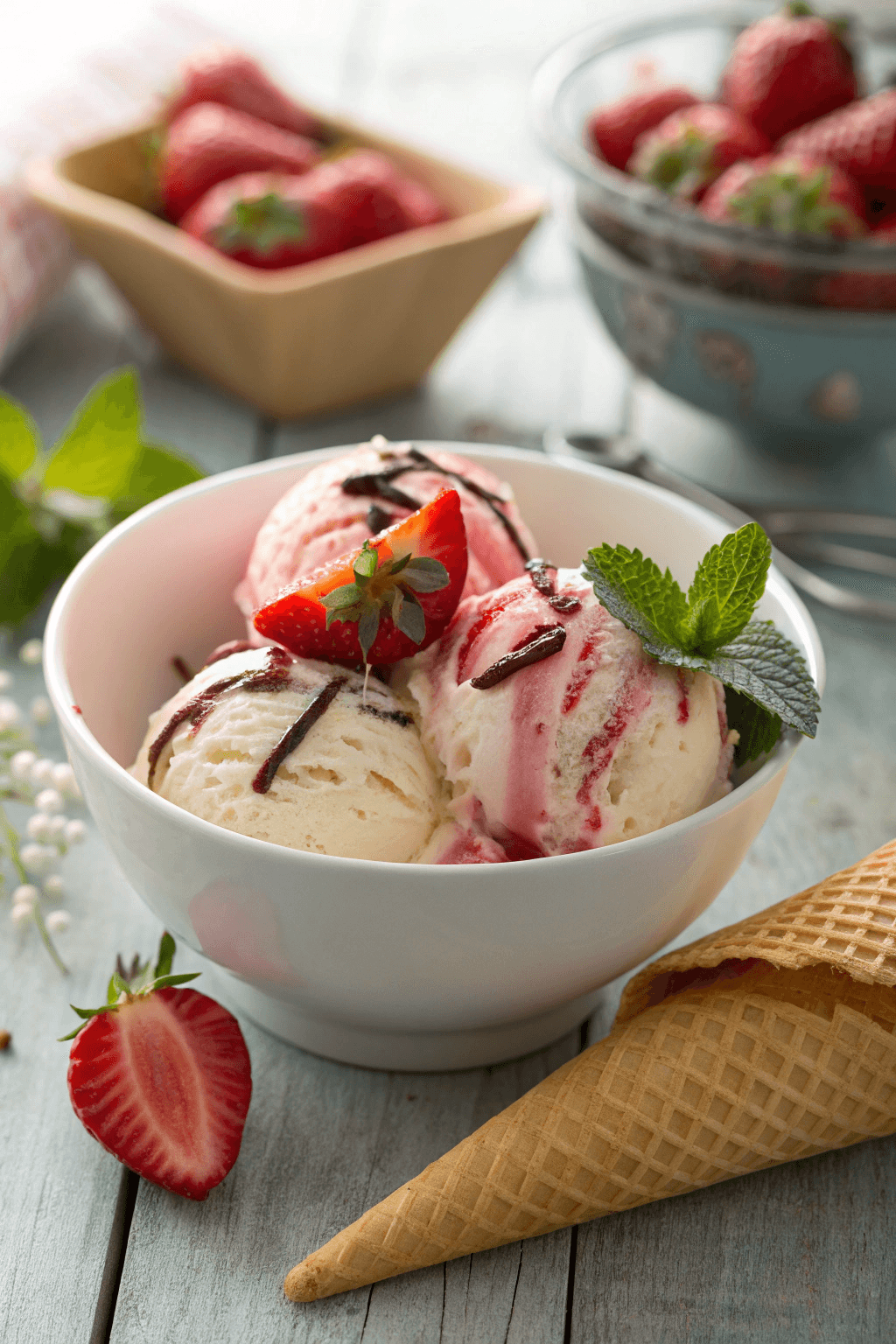 Receta de Helado de Fresa con Vainilla