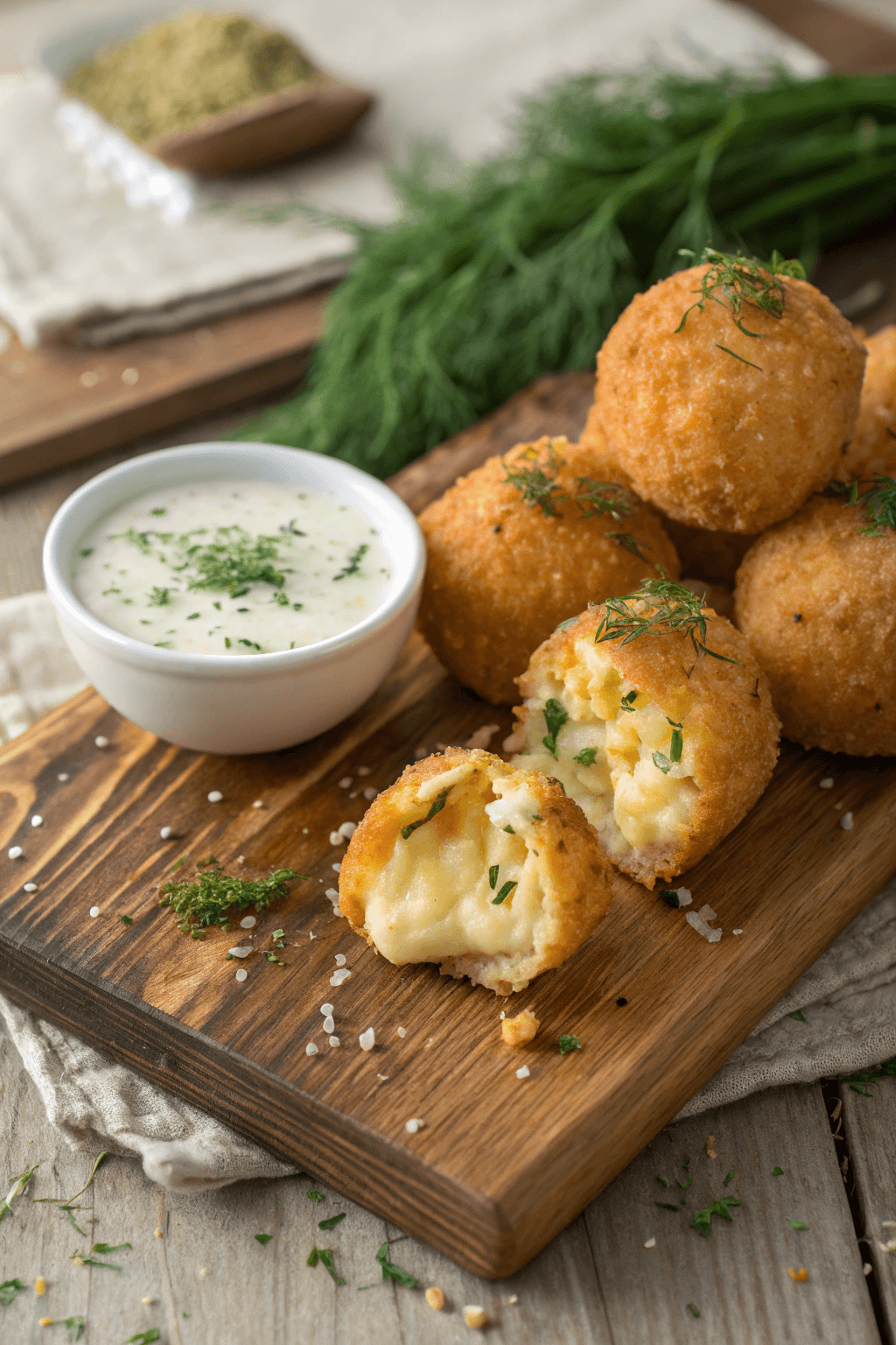Bolas de Queso Cheddar con Eneldo