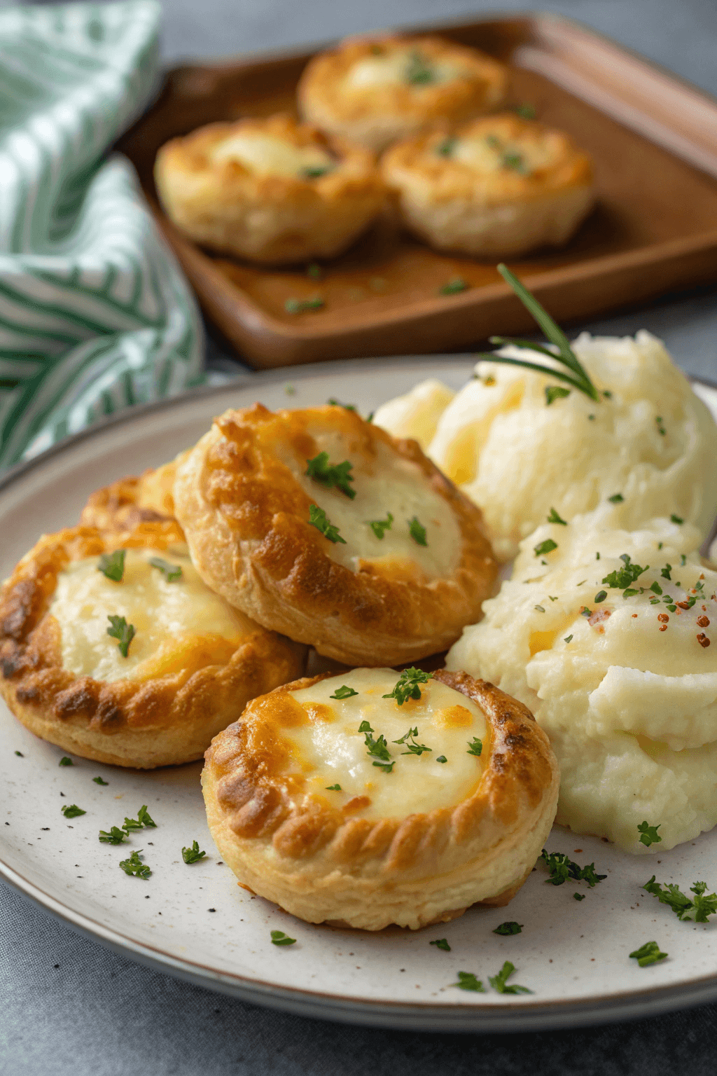 Puffs de Queso y Puré de Patatas