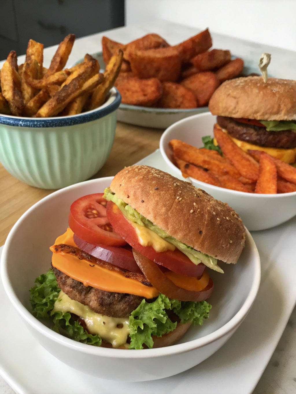 Bowls de burgers de patatas dulces