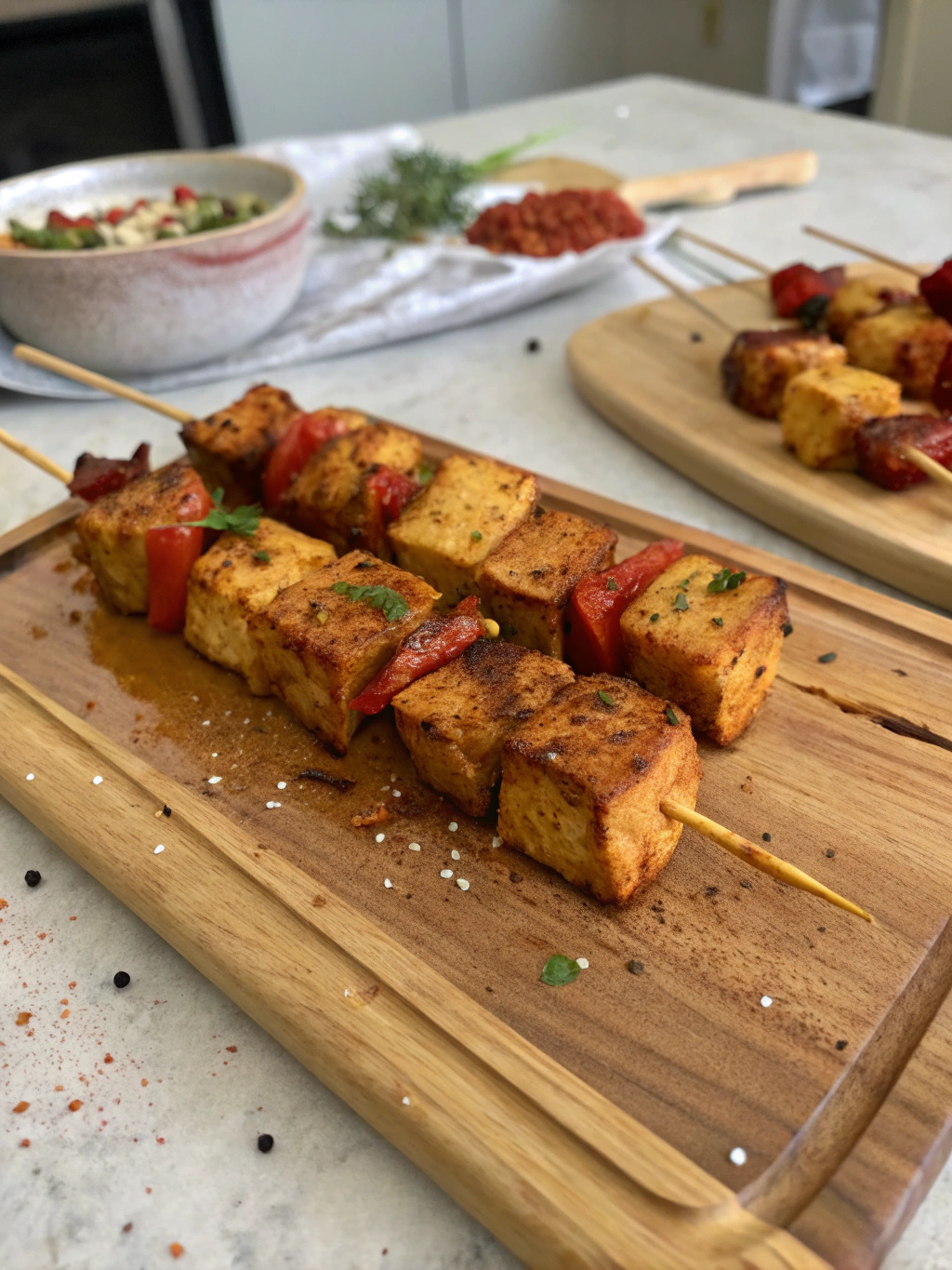 Brochettes de tofu tandoori