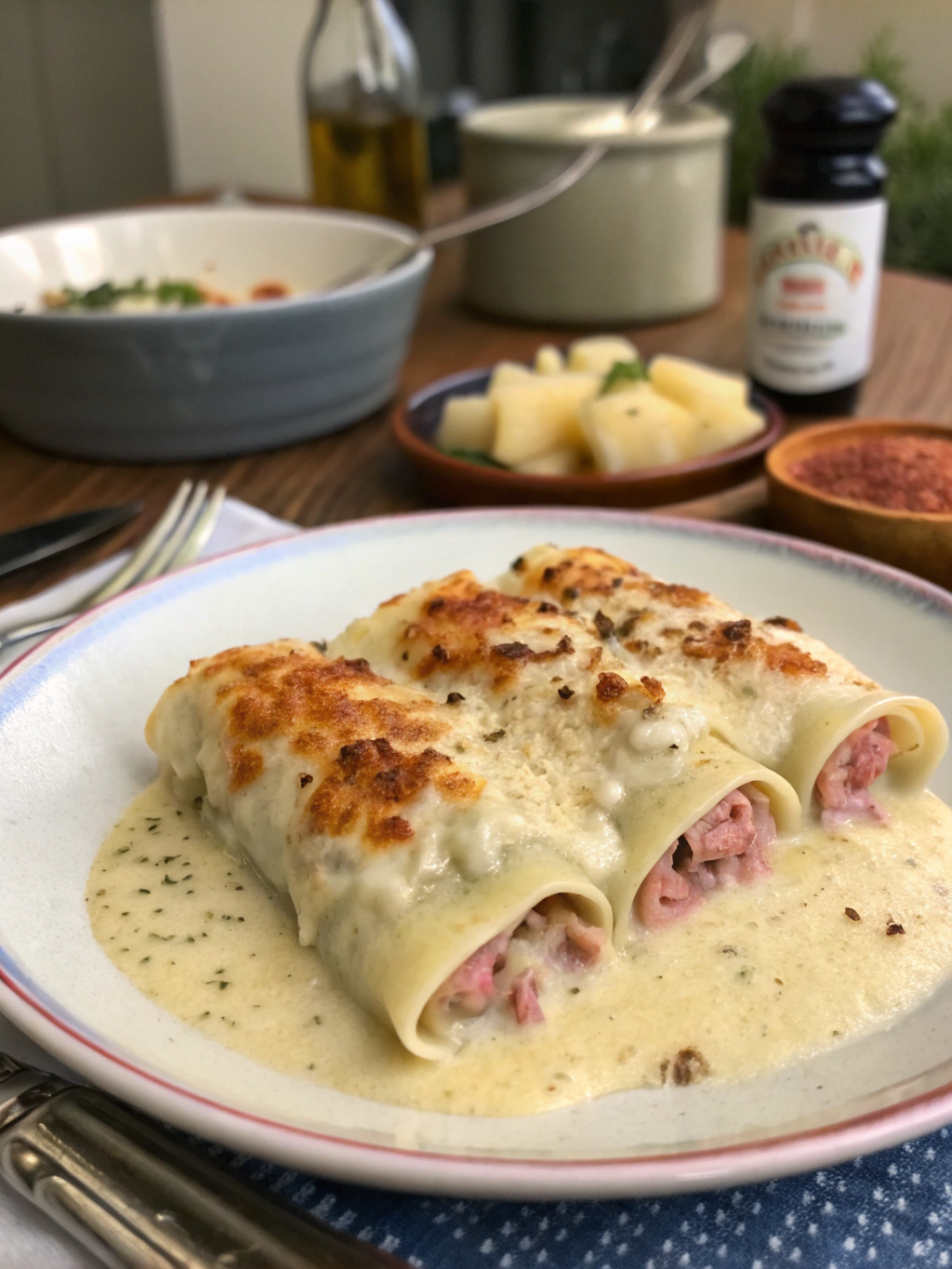 Cannellonis al jamón cremosos