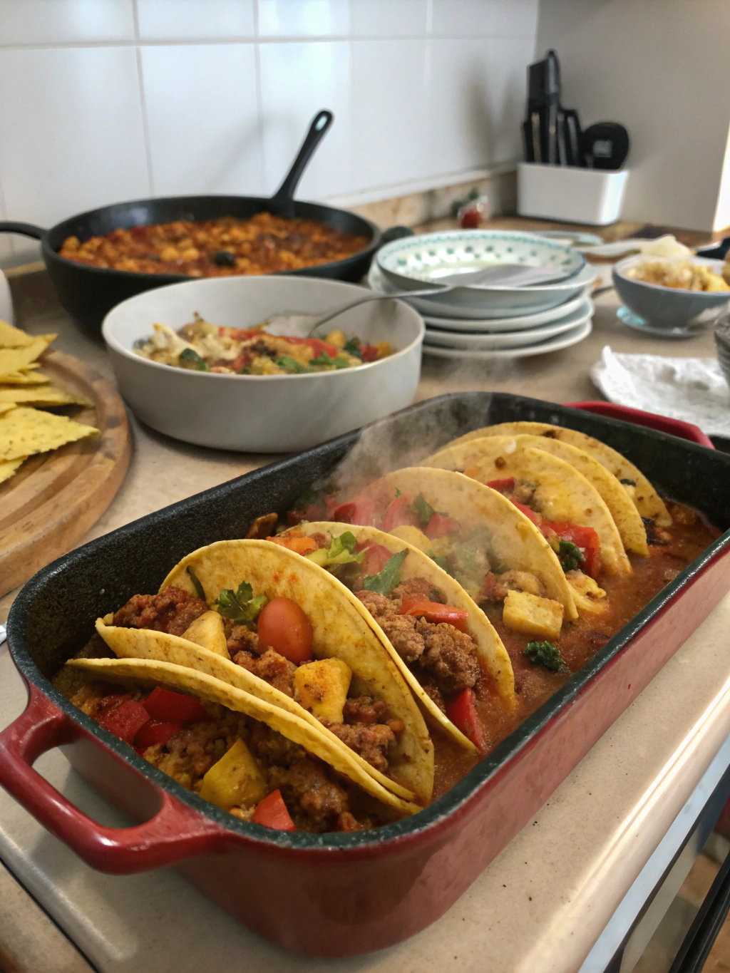 Cazuela de tacos caminantes