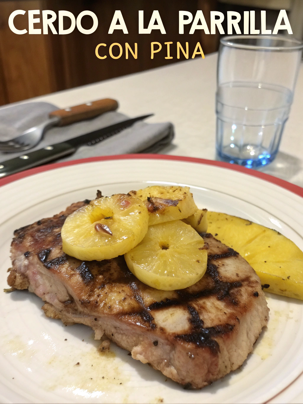 Cerdo a la parrilla con piña