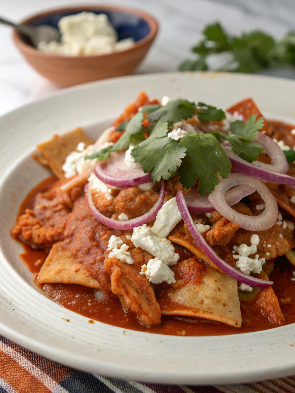 Chilaquiles rojos con pollo