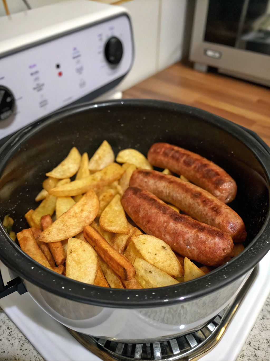 Chips de salchichas en freidora