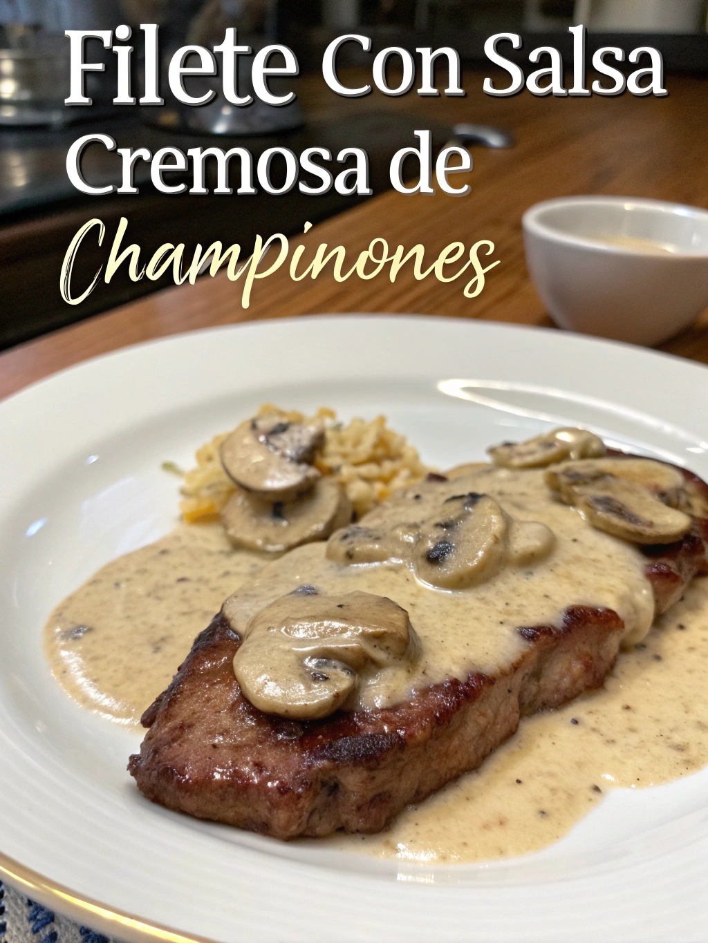 Filete con salsa cremosa de champiñones