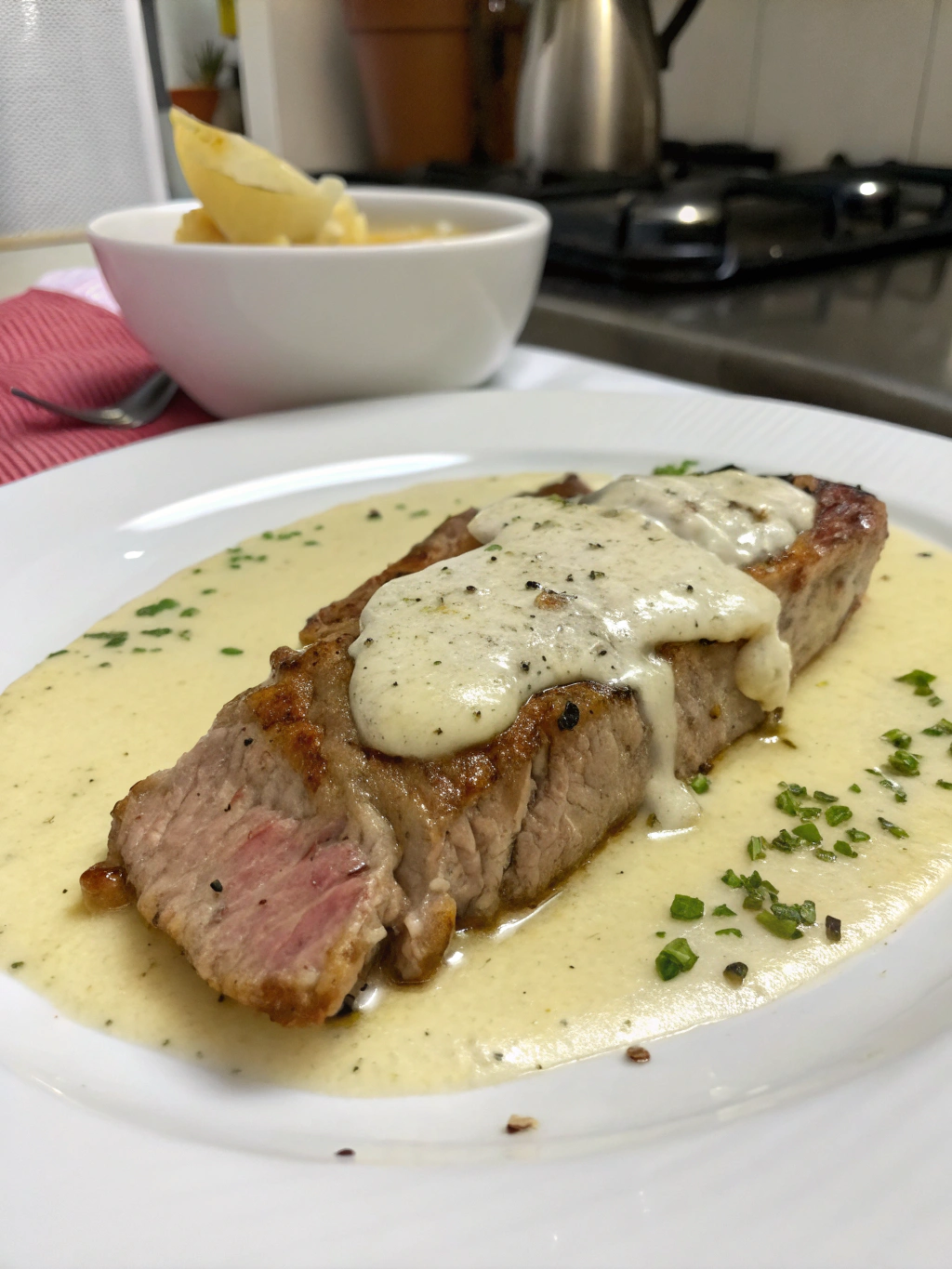 Filete con salsa de vino blanco