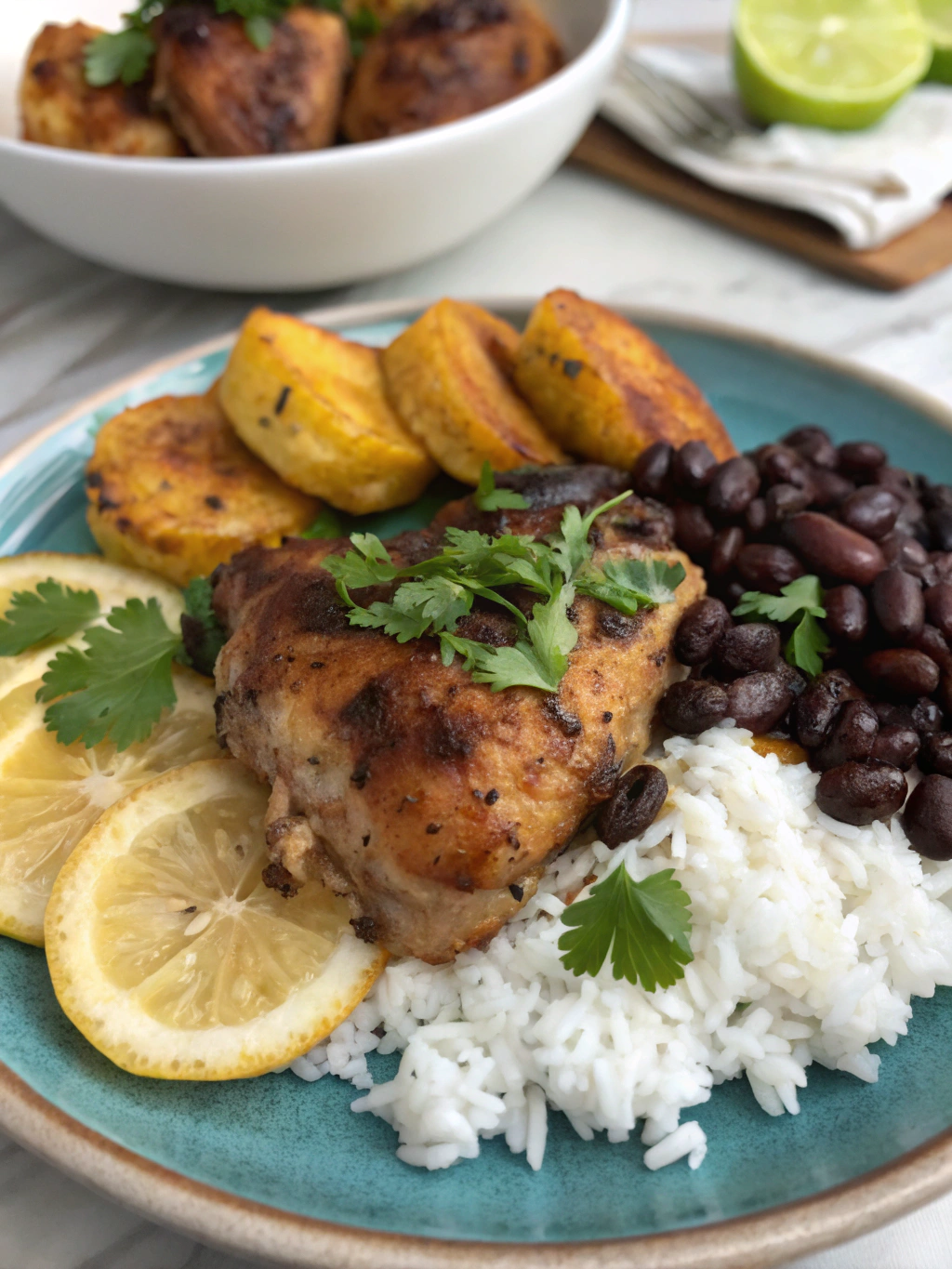 Muslos de pollo a la cubana
