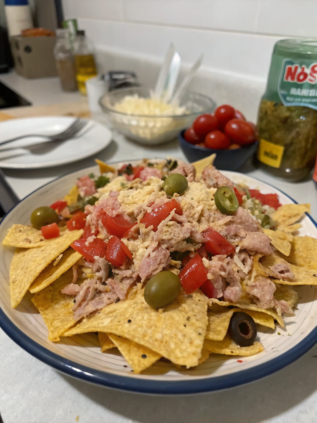 Nachos con atún marinado
