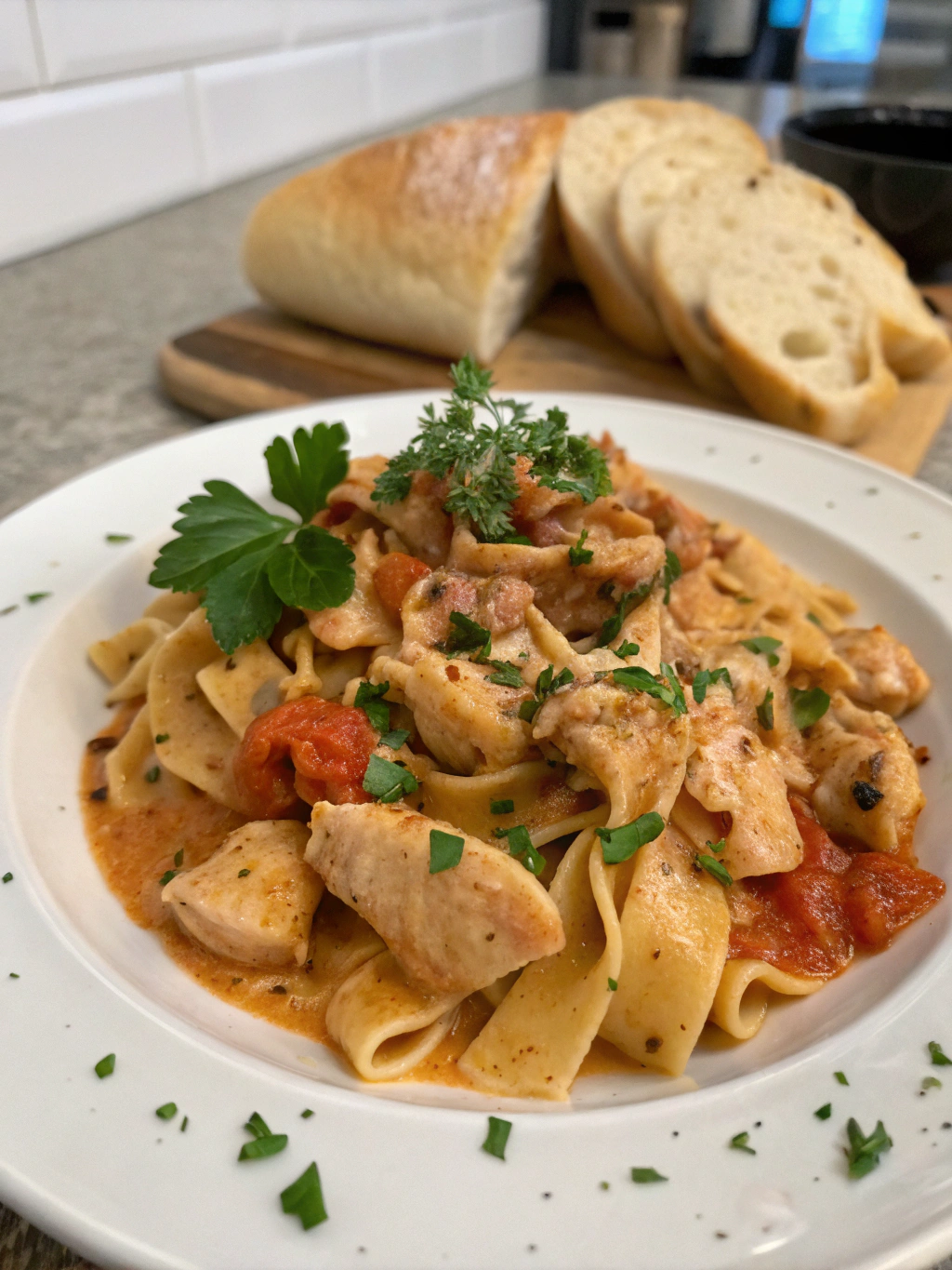 Pasta de pollo deluxe