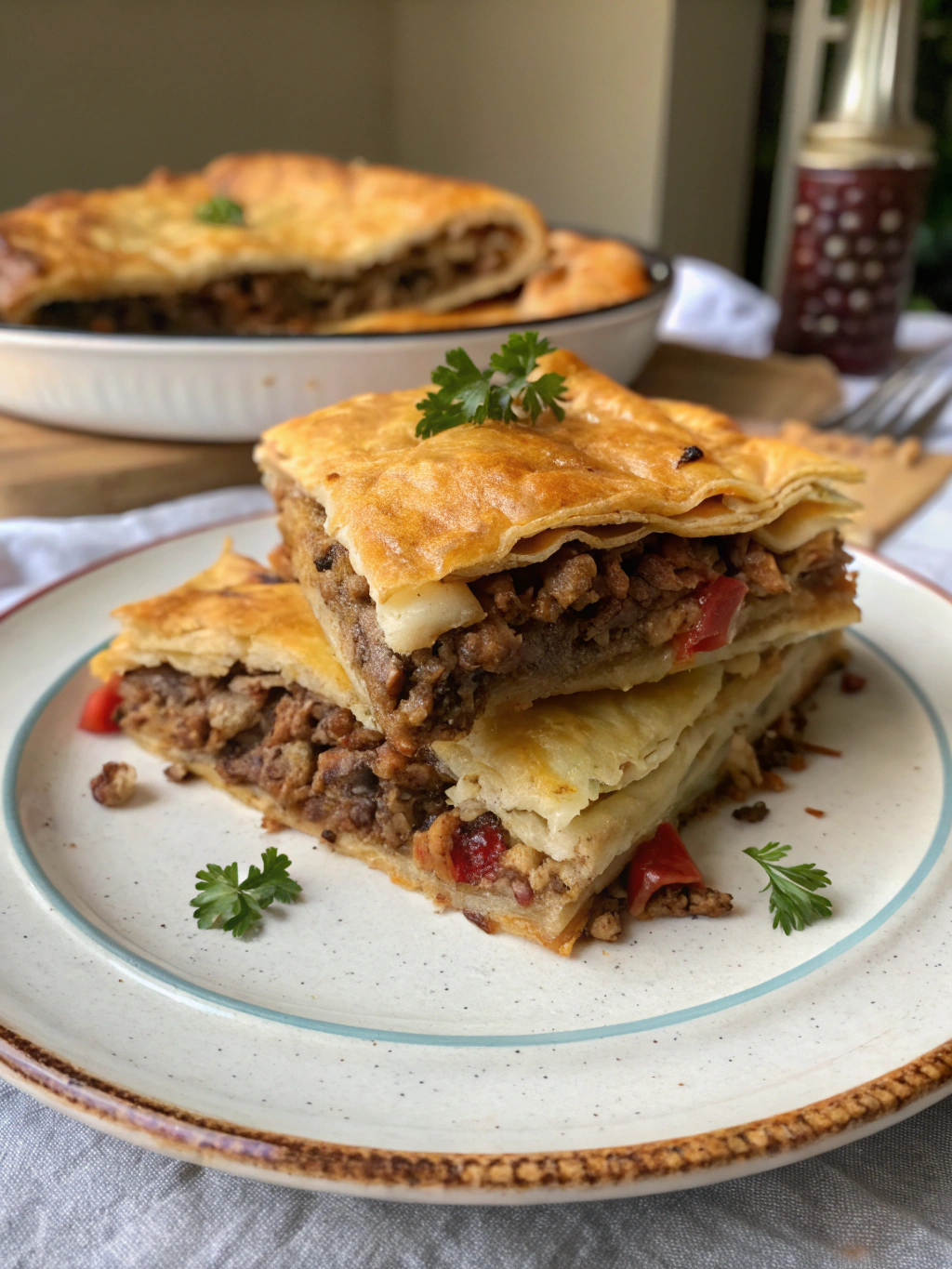 Pastel de carne con hojaldre