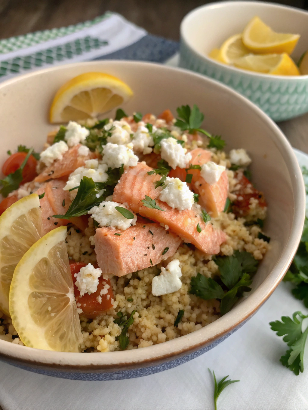Quinoa con salmón y feta