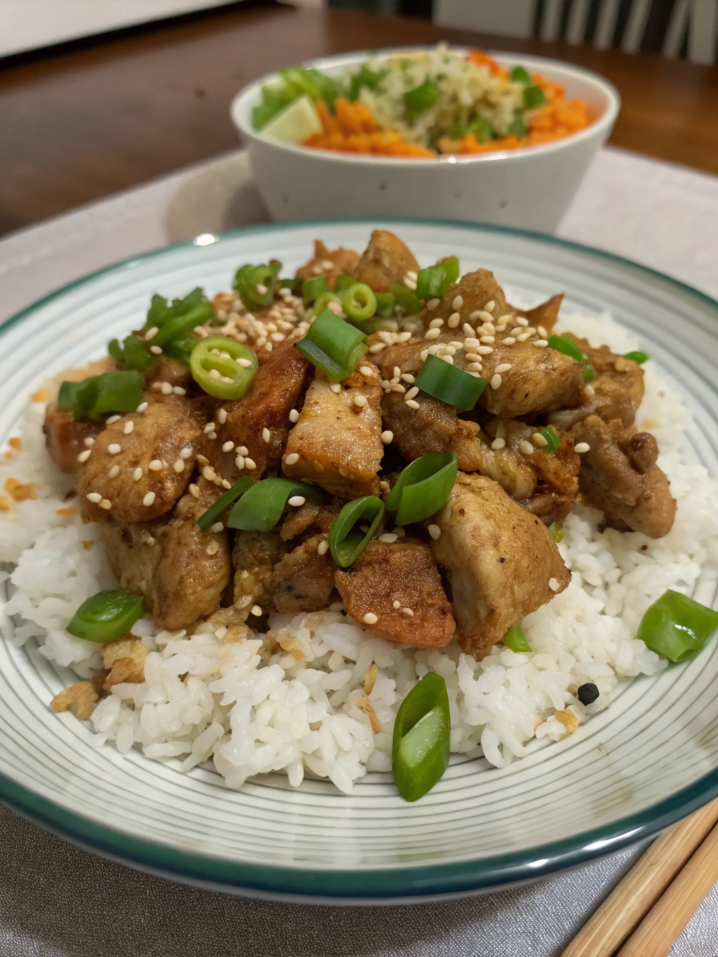 Salteado de cerdo y arroz