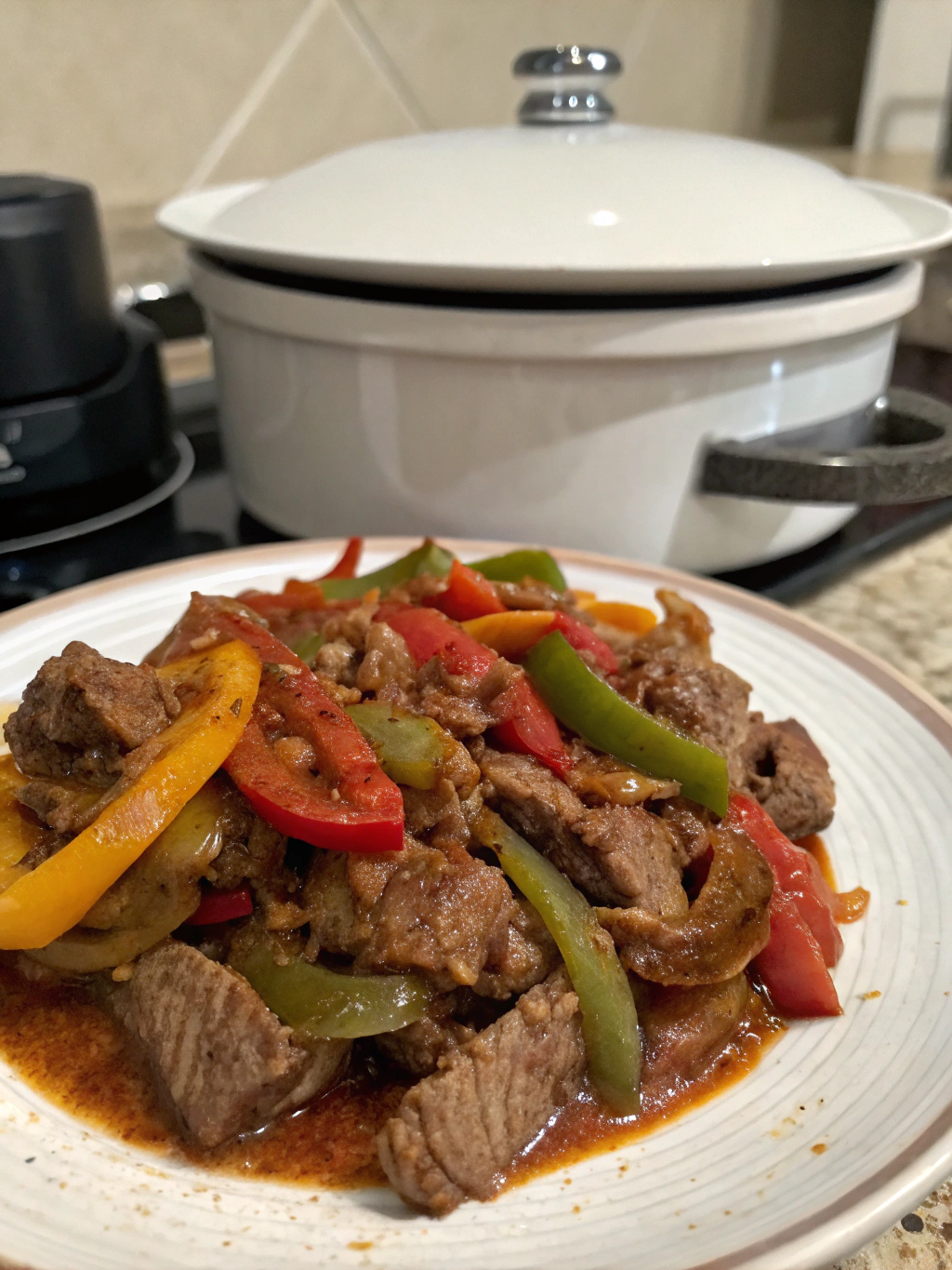 bistec de pimiento en olla lenta