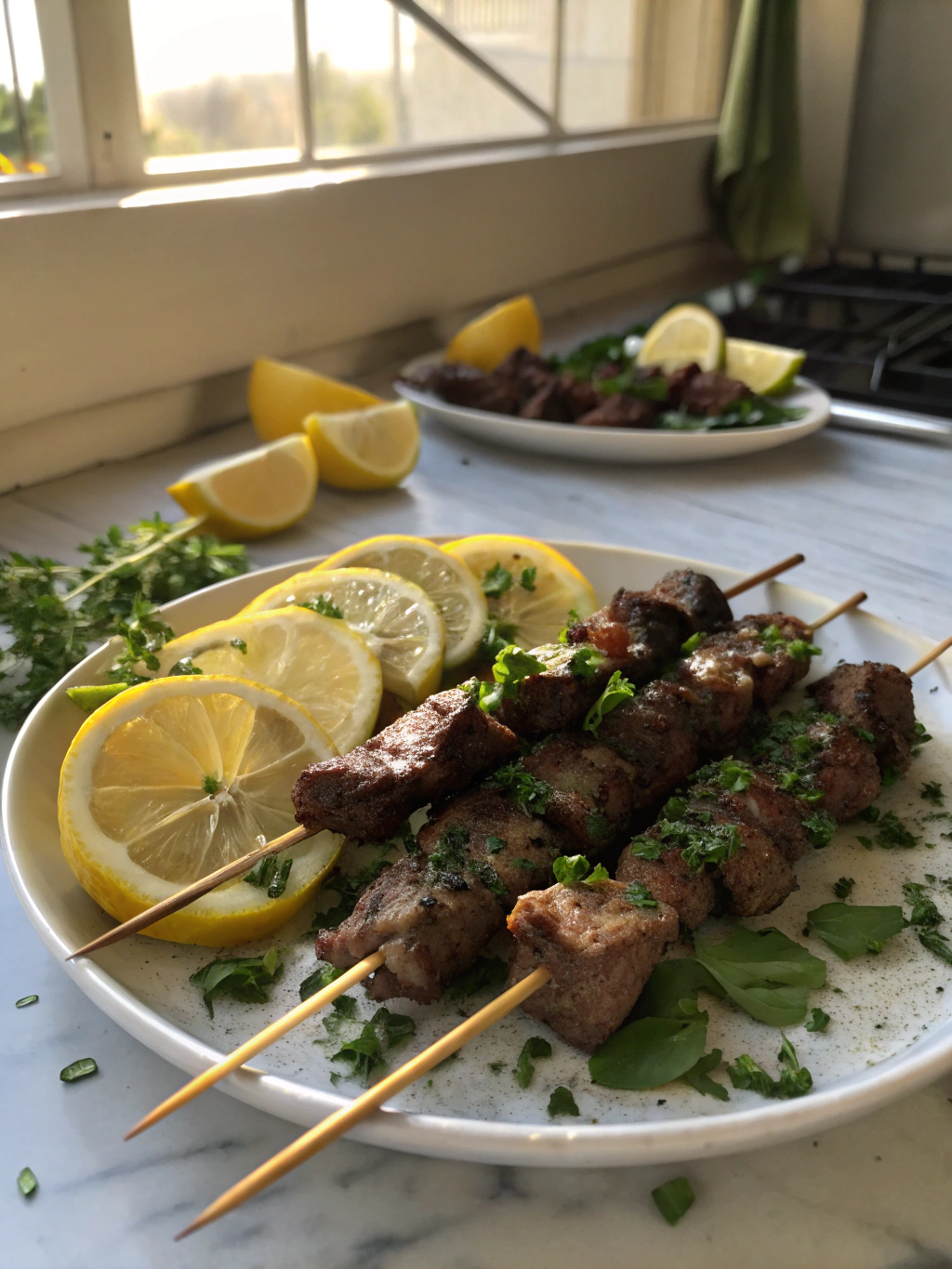 brochetas de res con hierba limon