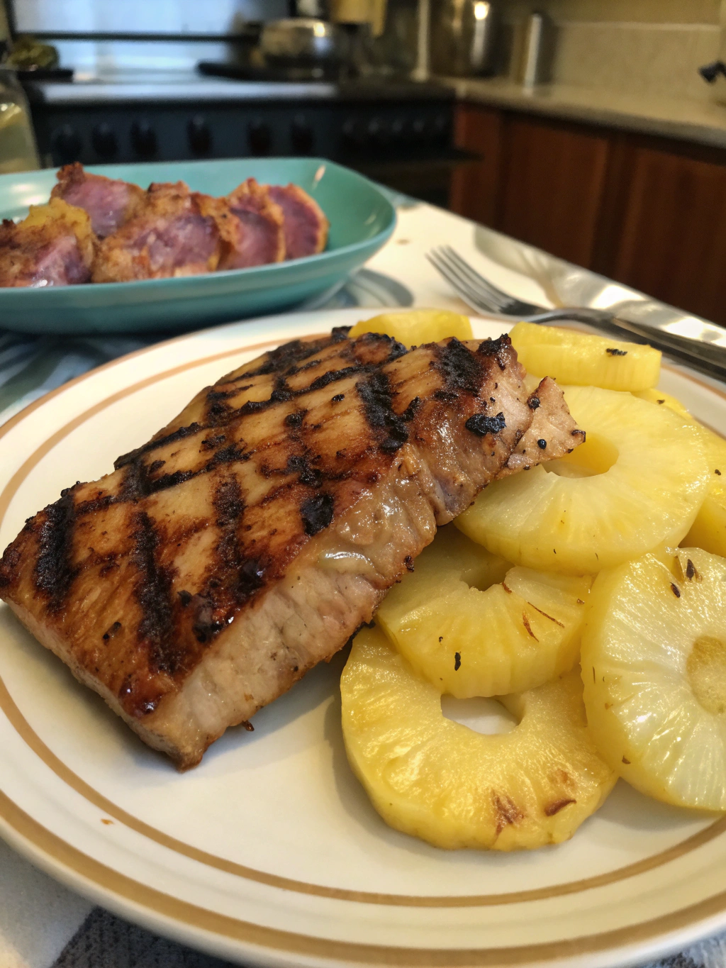 cerdo a la parrilla con piña