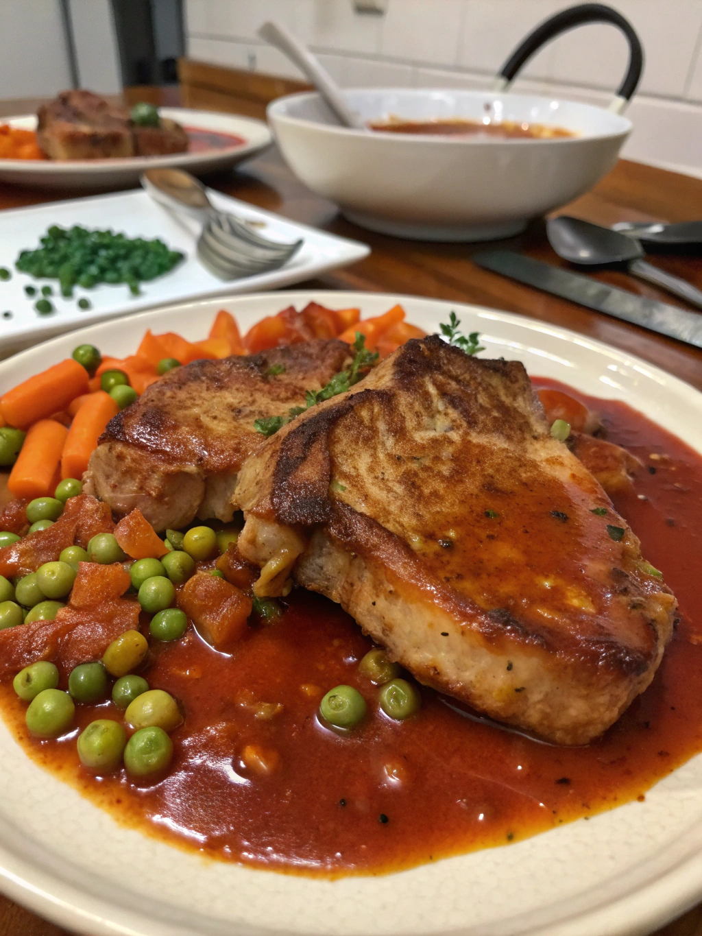 chuletas de cerdo con salsa