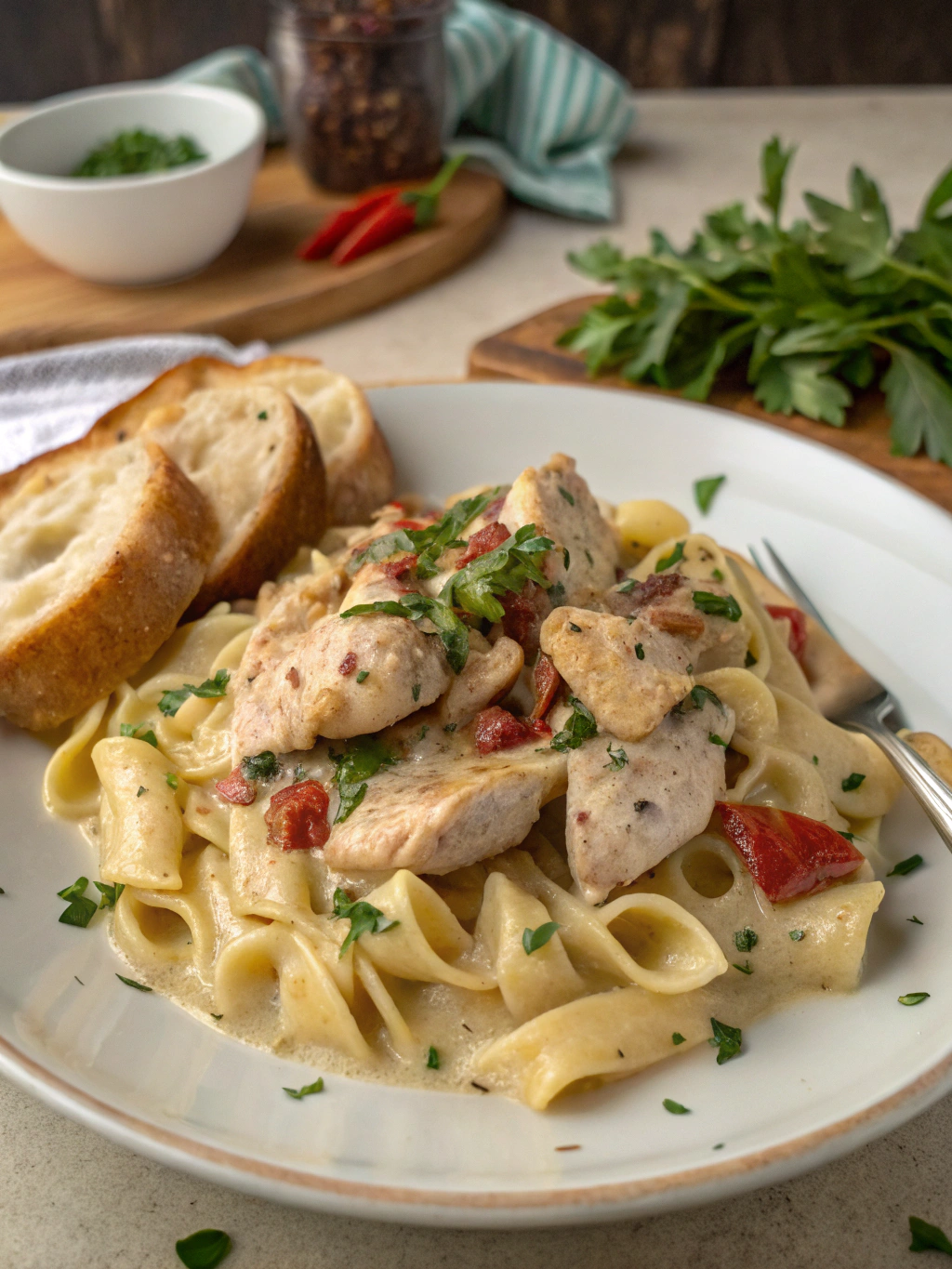 pasta con pollo a la toscana