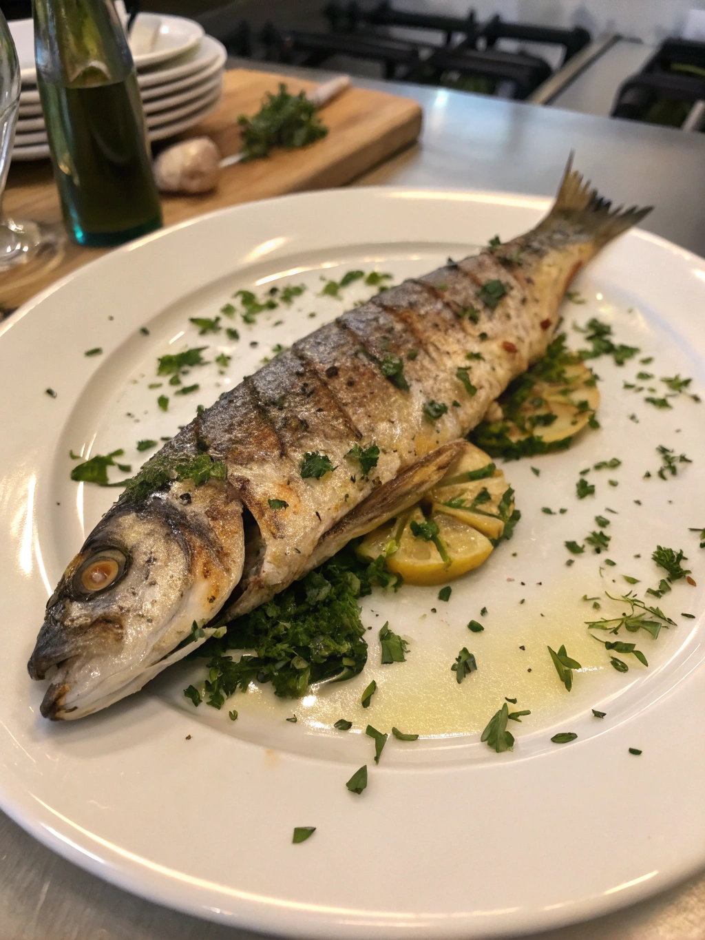 pescado a la parrilla con hierbas