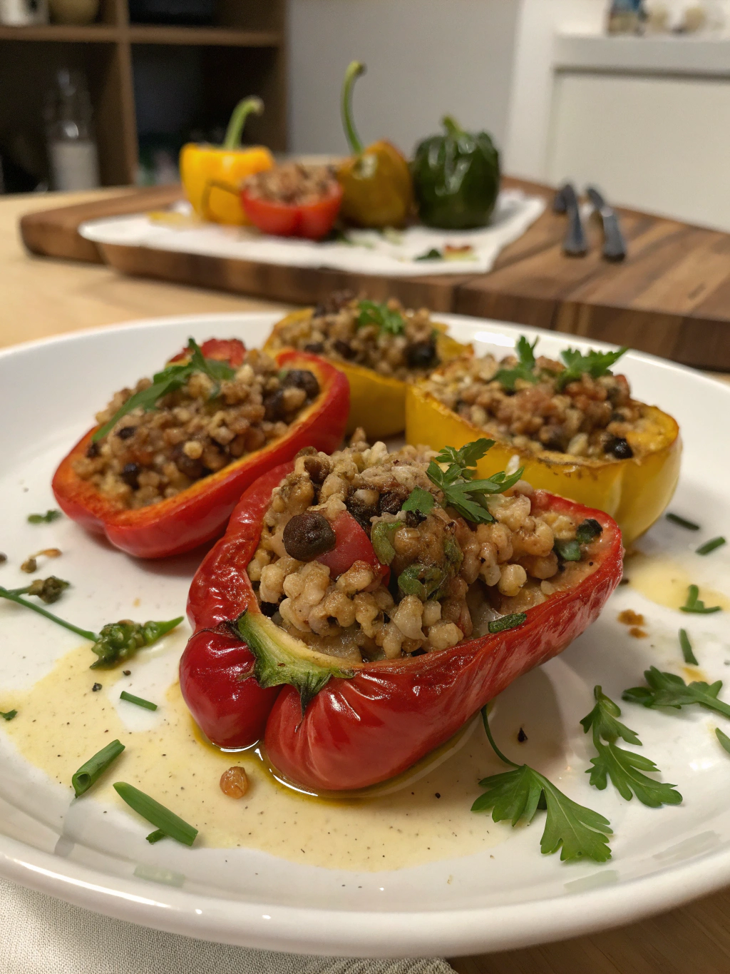 pimientos rellenos de farro