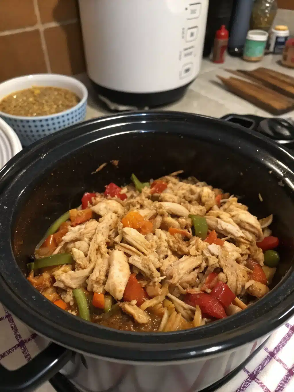 pollo desmenuzado en olla lenta