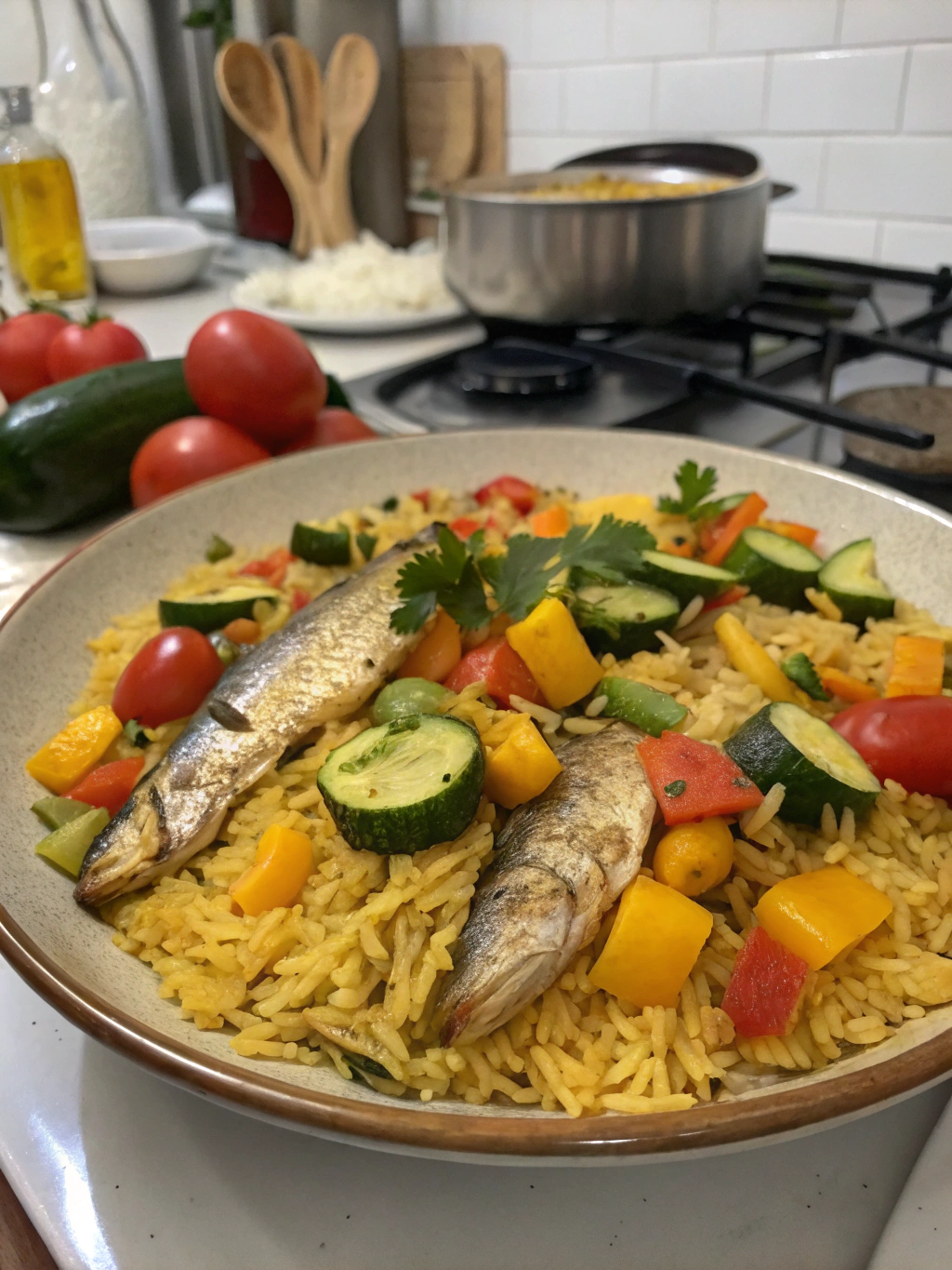 sabzi polo con pescado