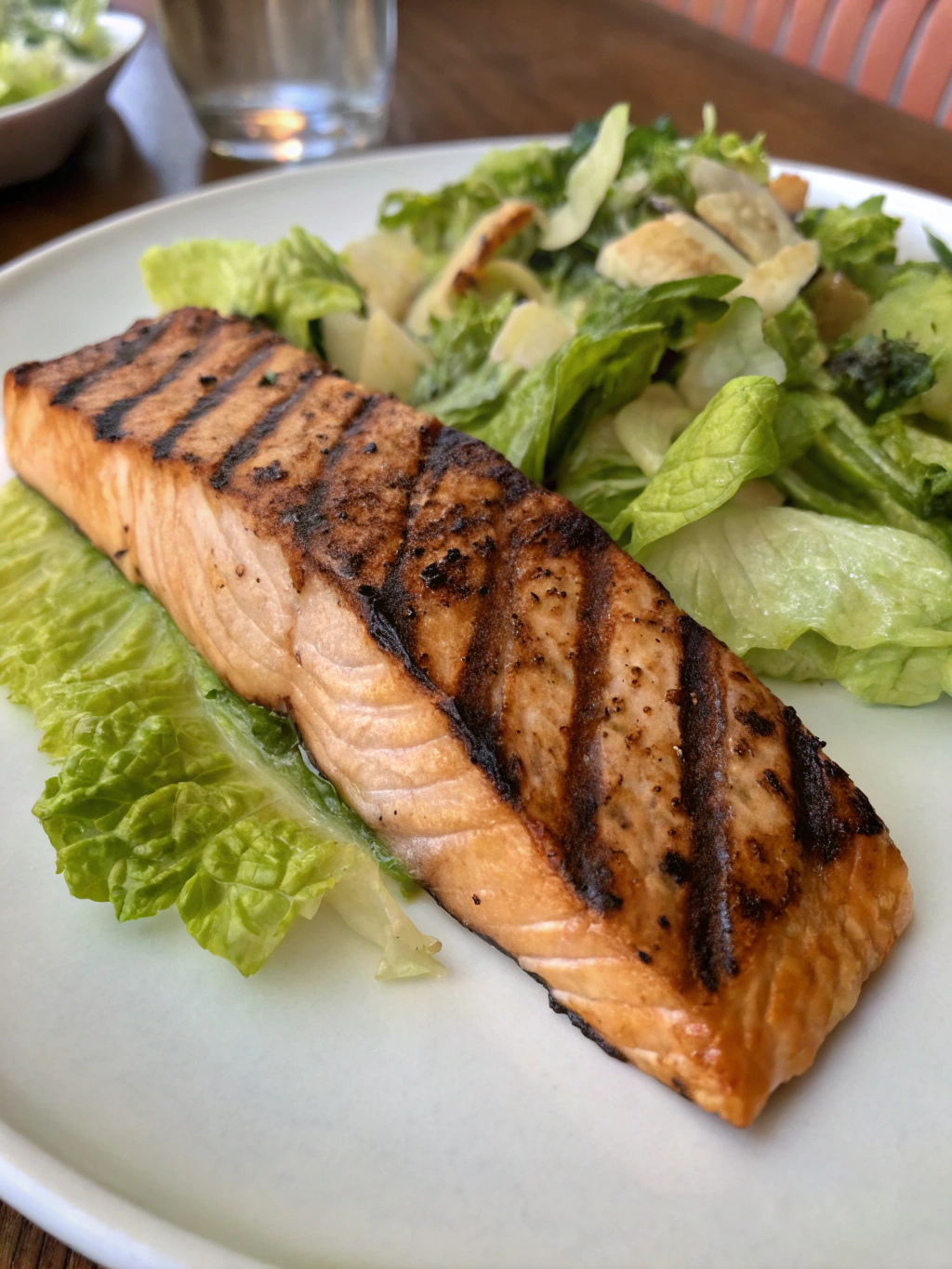 salmon a la parrilla con lechuga