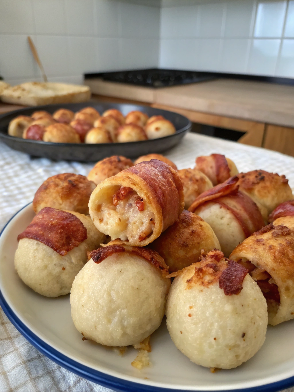 Bolas de pizza con tocino