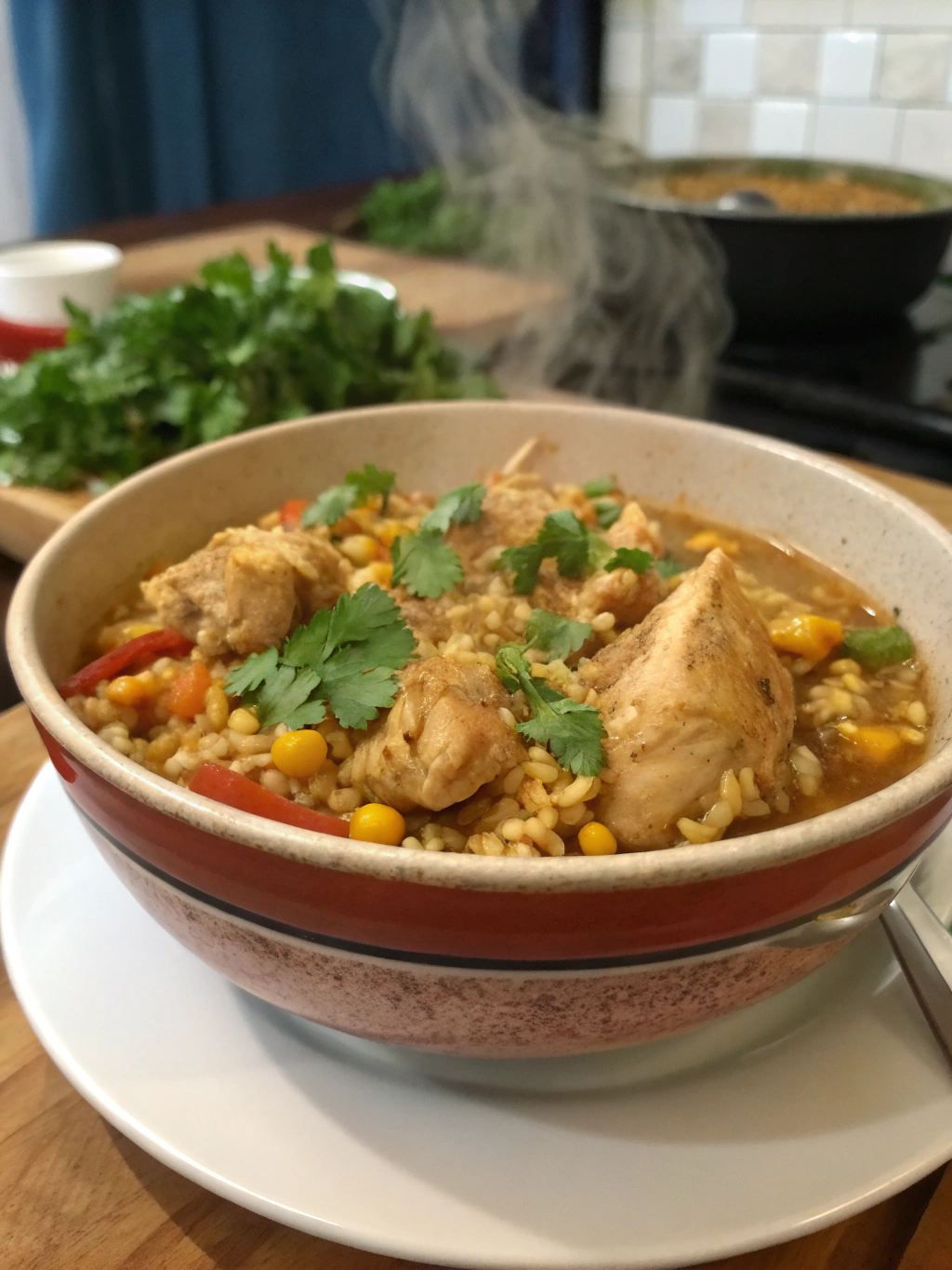 Cazuela de pollo y granos