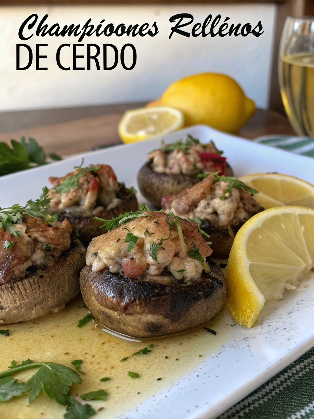 Champiñones rellenos de cerdo