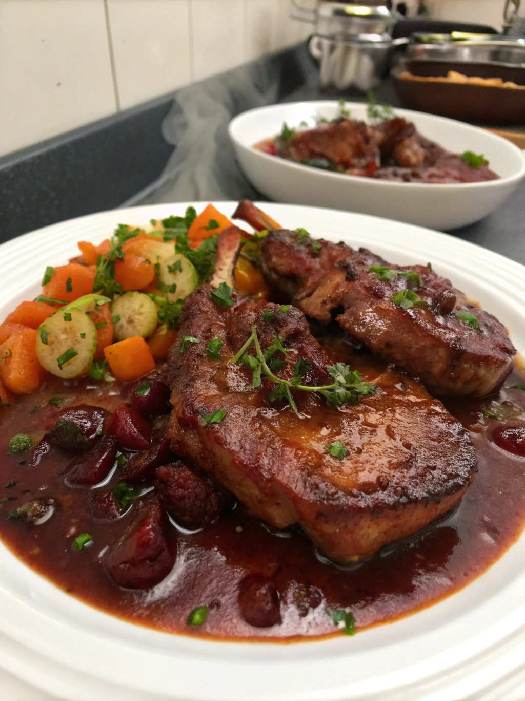 Chuletillas de cerdo al vino rojo