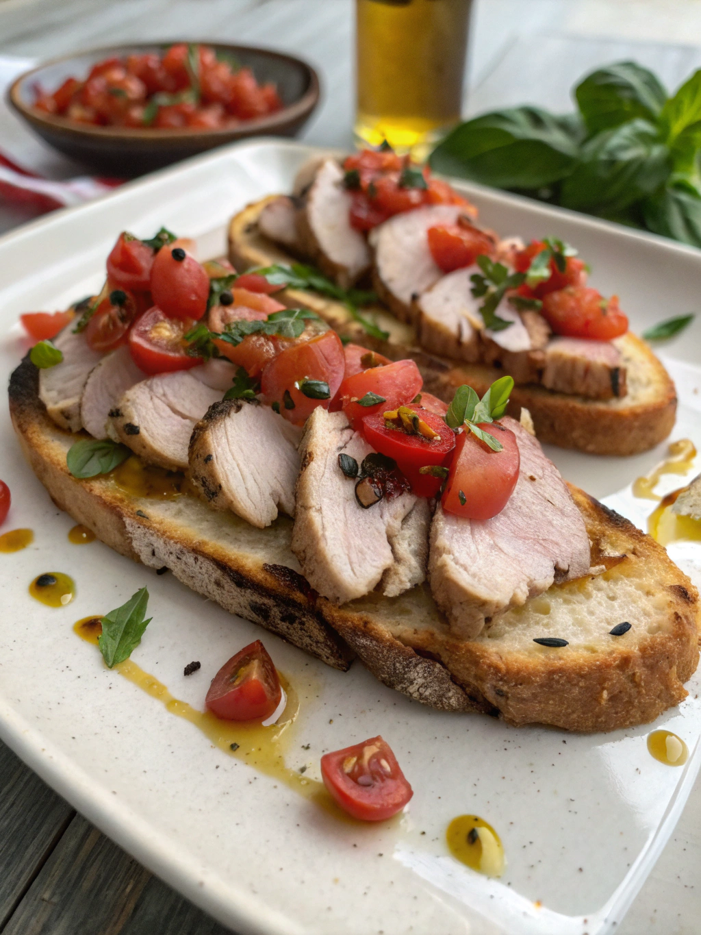 Filete de cerdo bruschetta