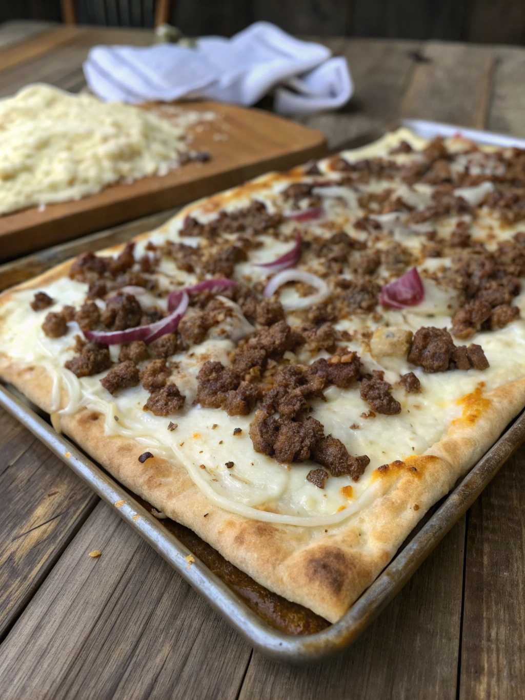 Flammkuchen con carne molida
