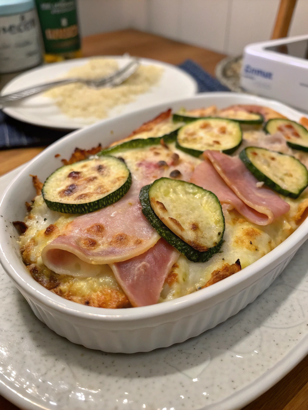 Gratin de jamón y calabacines