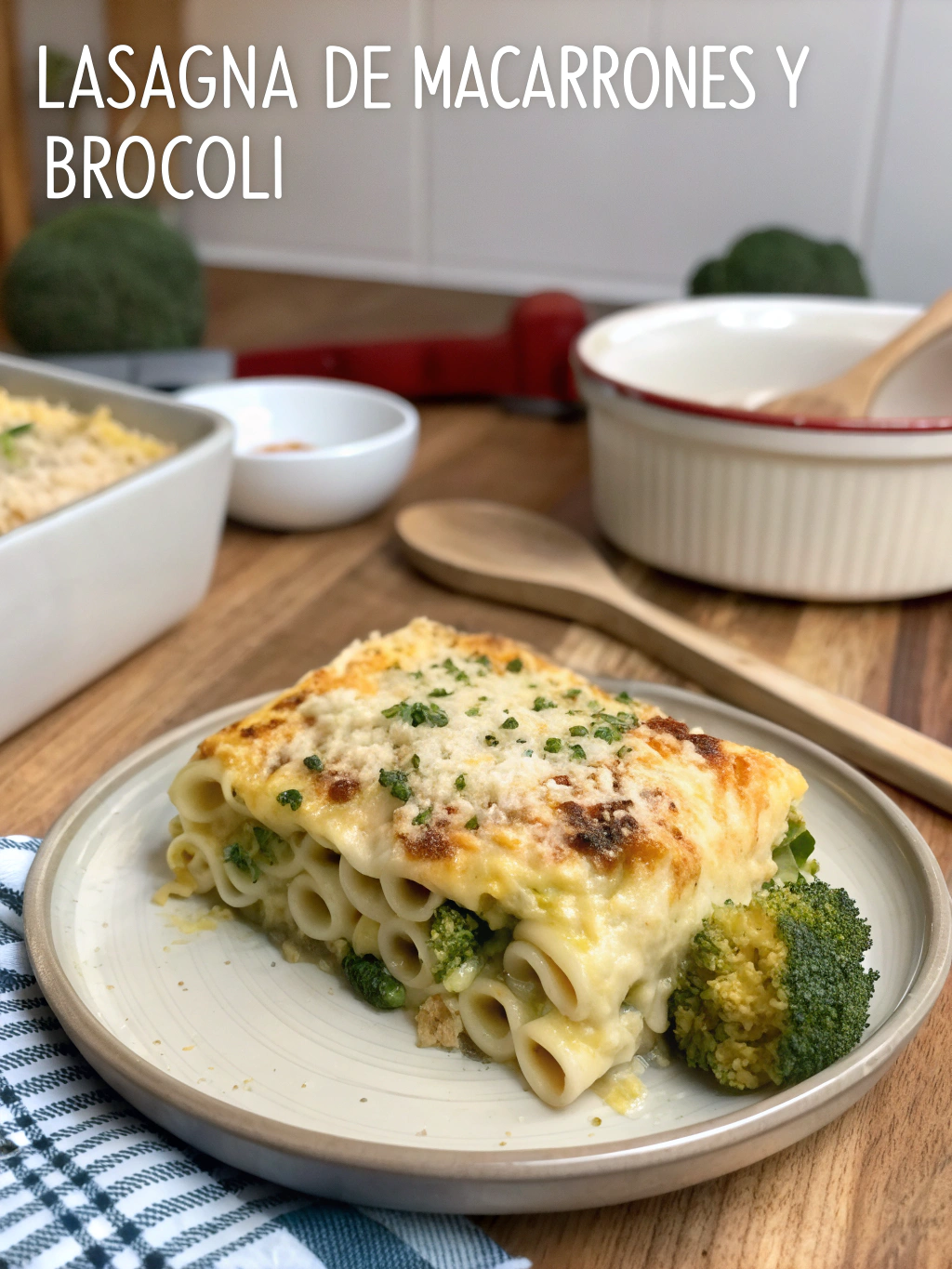 Lasagna de macarrones y brócoli
