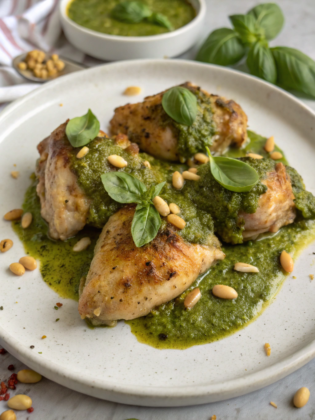 Muslos de pollo al pesto