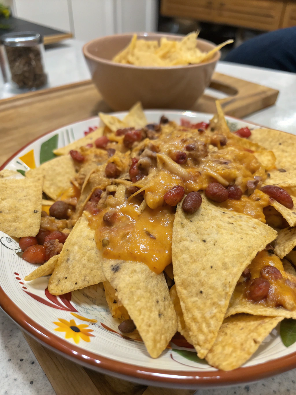 Nachos de queso en granos