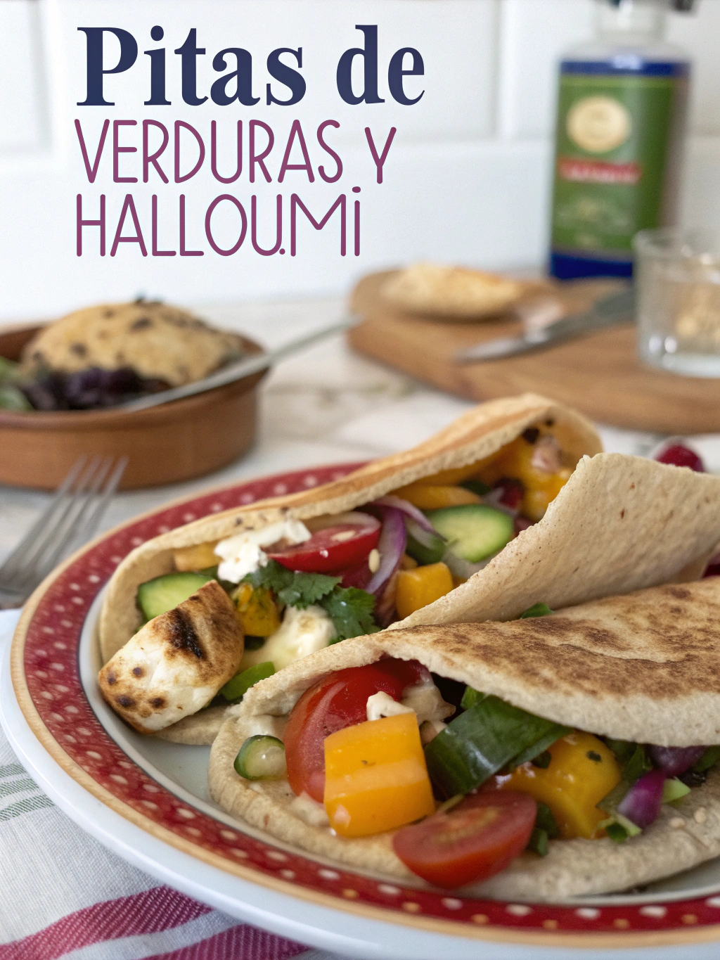 Pitas de verduras y halloumi