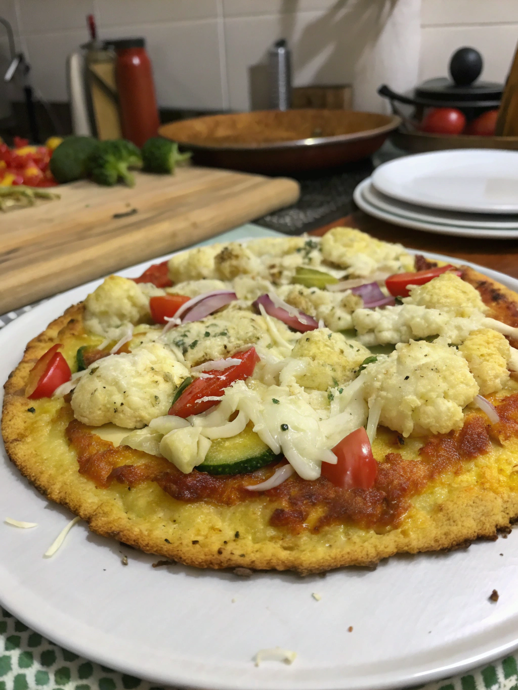 Pizza de coliflor en freidora