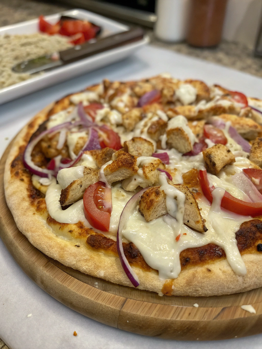Pizza de pollo shish taouk