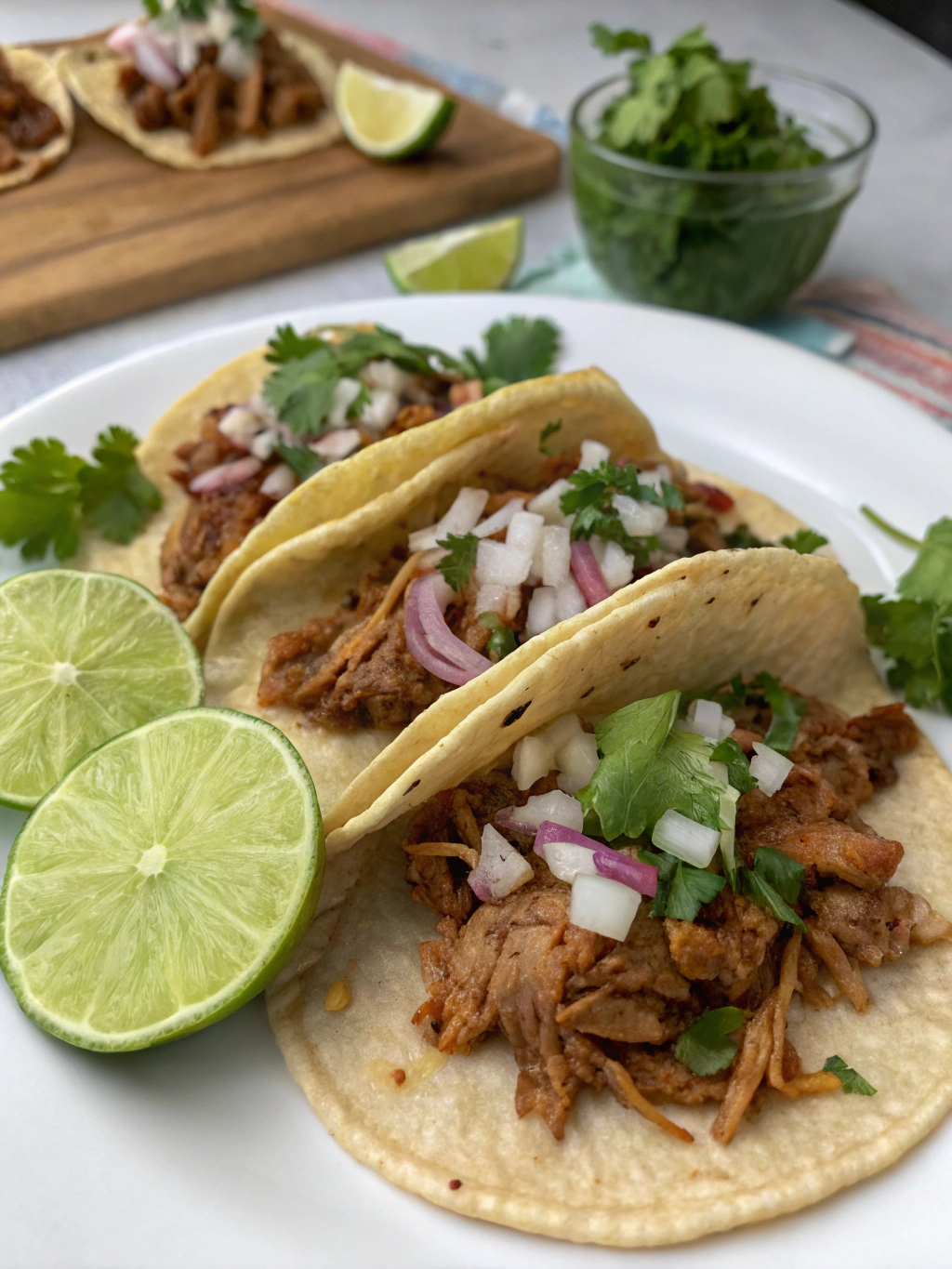 Tacos de cerdo deshebrado