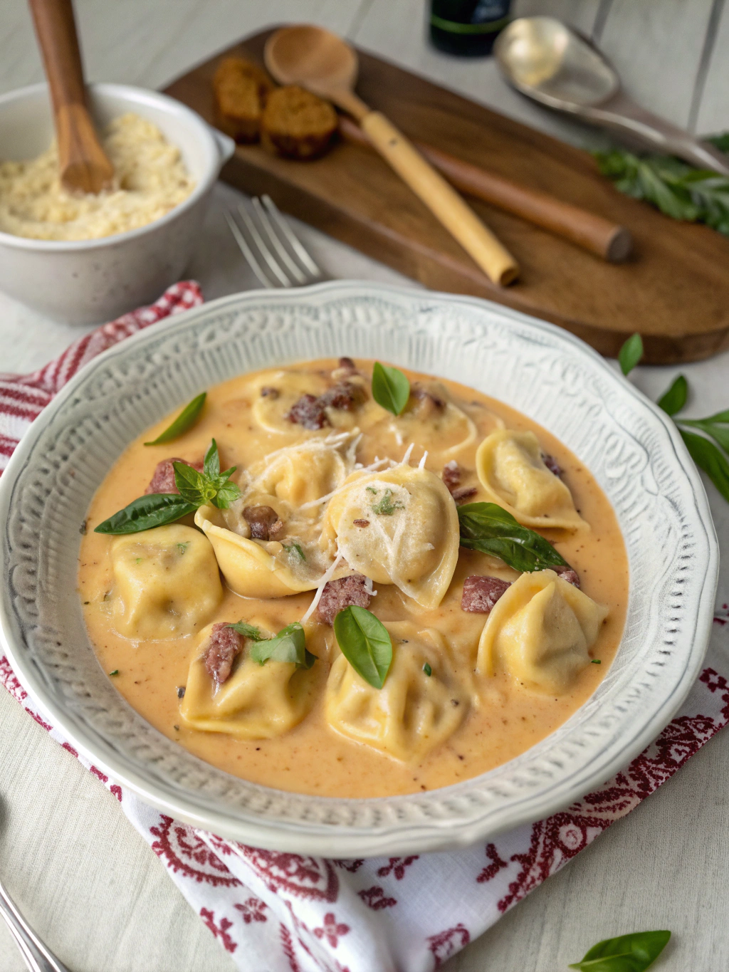 Tortellinis de carne a la fondue