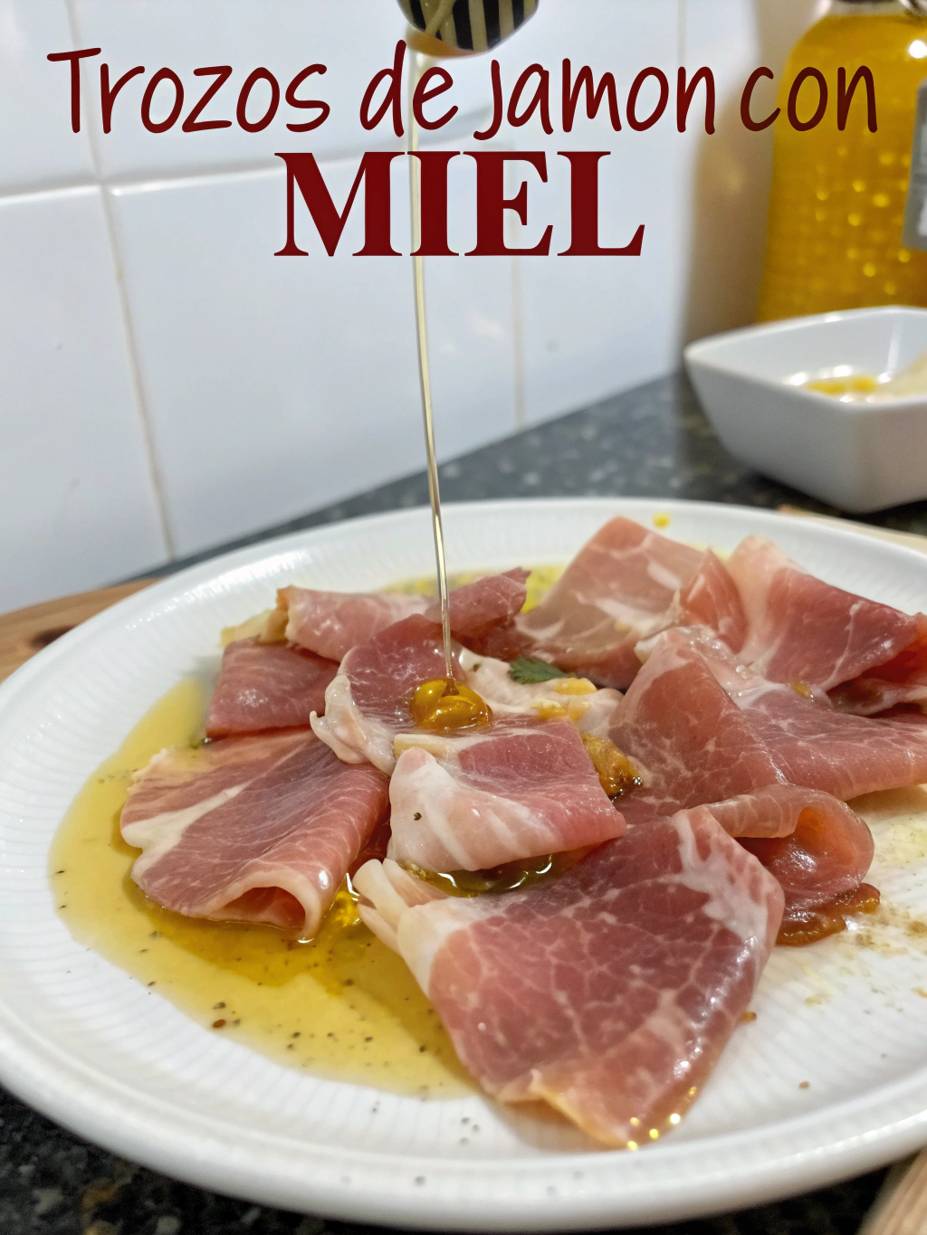 Trozos de jamón con miel