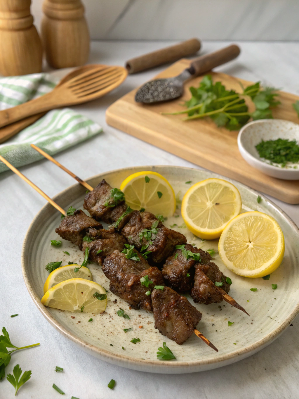 brochetas de res con hierba limon