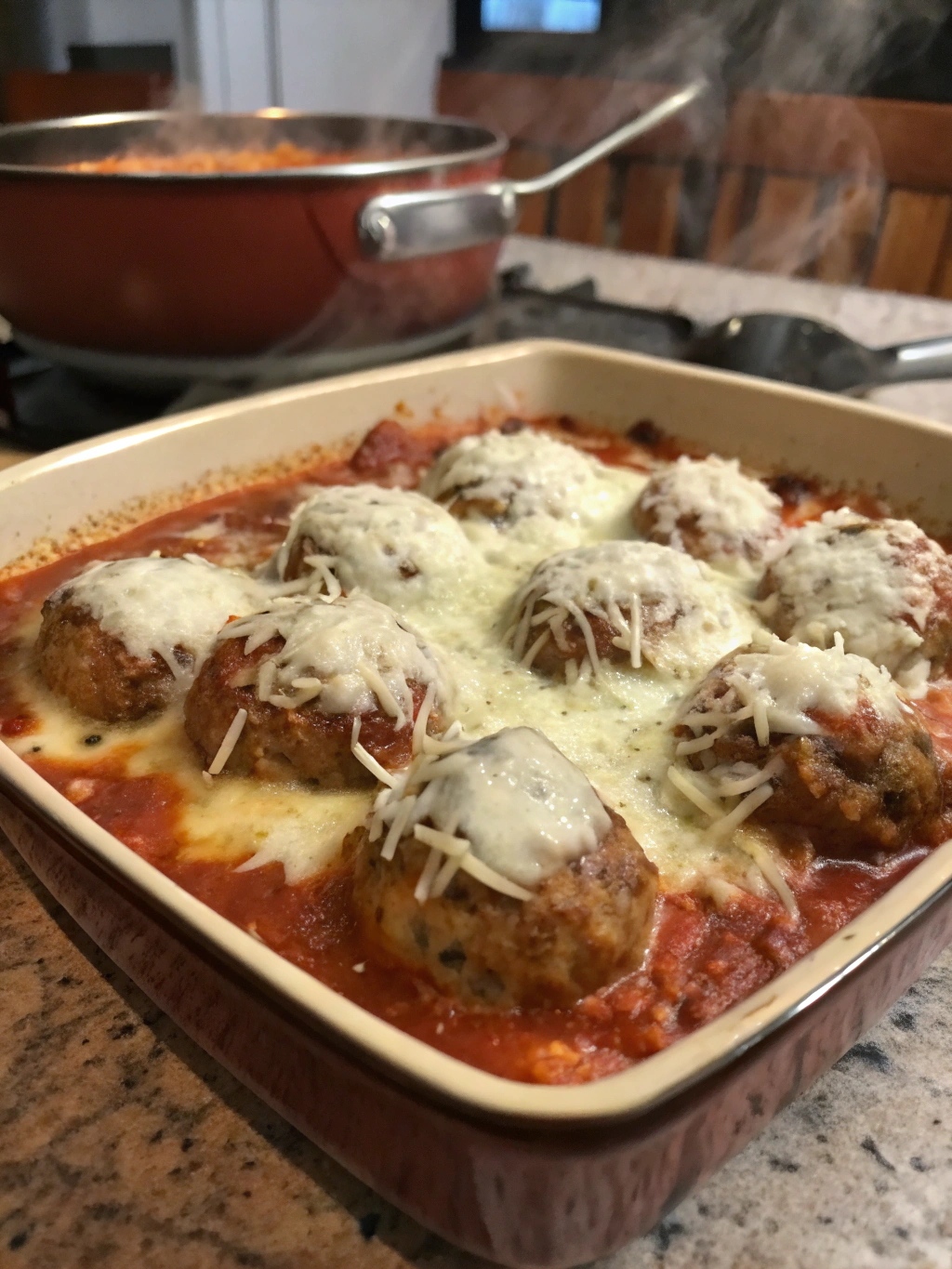 cacerola de albóndigas parmesano