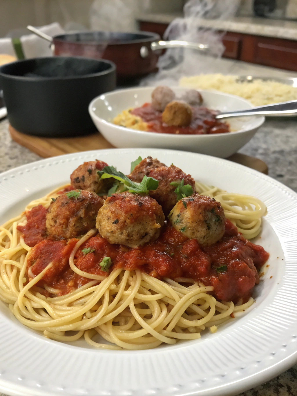 espagueti con albóndigas de pavo
