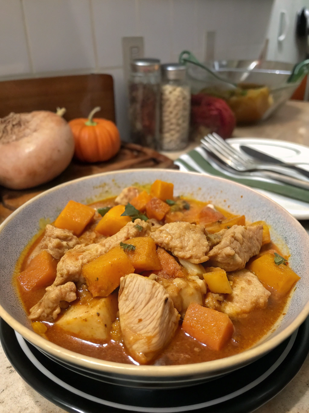 guiso de pollo y calabaza