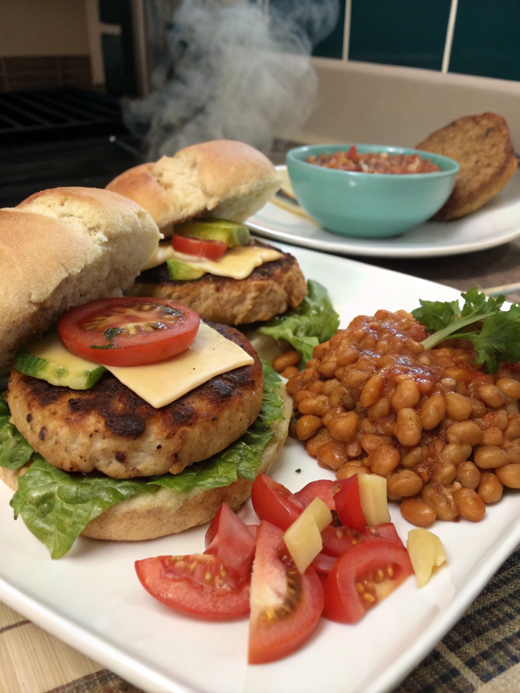 hamburguesas de pavo y frijoles
